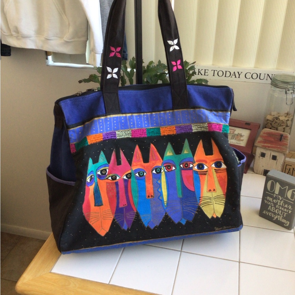 ‘Laurel Burch’ Colorful Feline Friends Canvas Tote - Picture 2 of 8